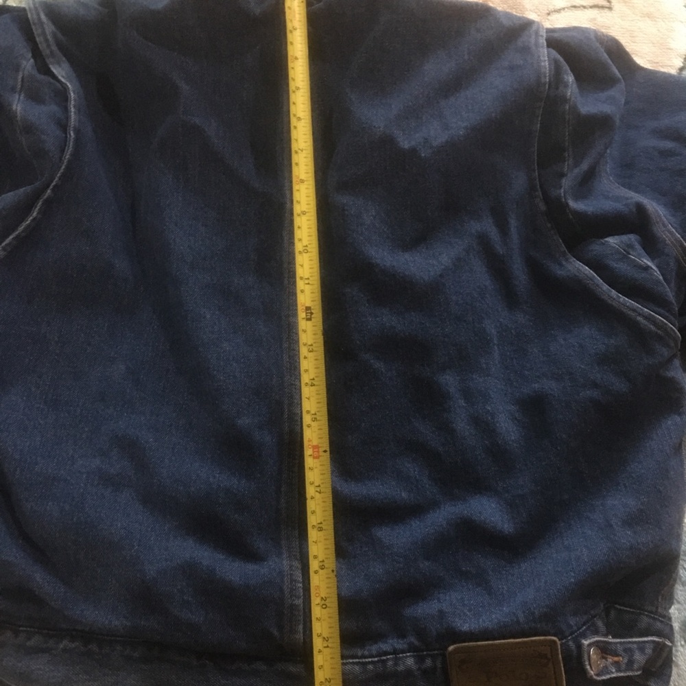 Vintage 80s Ralph Lauren Mens XL Wool Lined Distressed Denim Trucker Jacket USA